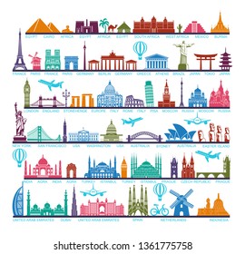 Icon architectural monuments and world tourist attractions