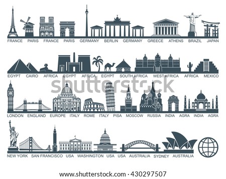 Icon architectural monuments and world tourist attractions