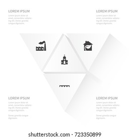 Icon Architecture Set Of Christian, Leaf, Industry And Other Vector Objects. Also Includes Eco, Leaf, Factory Elements.
