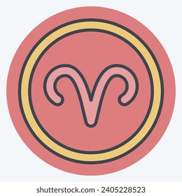 Icon Aries Sign. related to Horoscope symbol. color mate style. simple design editable. simple illustration
