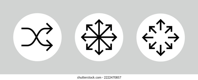 Icon of an arrow in all directions, a symbol of universality (versatility). Pictogram for web or marketplace, clothing category. Isolated vector illustration on a white background.