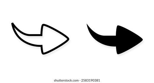 Icon arrow black and ouline, vector 