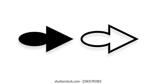 Icon arrow black and outline, vector 