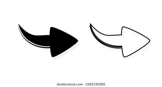 Icon arrow black and outline, vector 