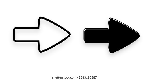 Icon arrow black and outline, vector 