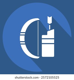 Icon Arrow and Bow. related to Native American symbol. long shadow style. design editable