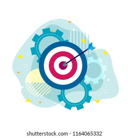 Icon arrow with business to goal achievement, concept vector illustration