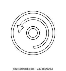 An icon with an arrow in a circle on a white background. A vector image.