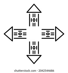 Icon: up arrow, down arrow, right arrow and left arrow – Black and White