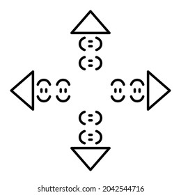 Icon: up arrow, down arrow, right arrow and left arrow – Black and White
