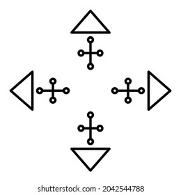 Icon: up arrow, down arrow, right arrow and left arrow – Black and White