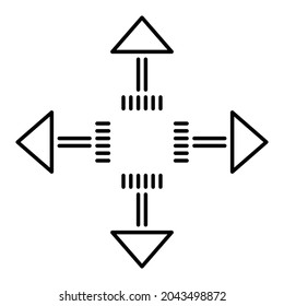 Icon: up arrow, down arrow, right arrow and left arrow – Black and White