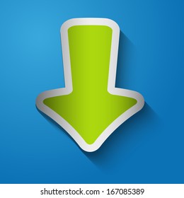 Icon arrow down. Vector illustration. Green arrow.