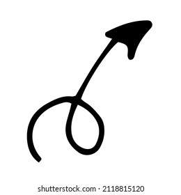 icon arrow. An isolated element drawn by hand in the doodle style with a curved spiral of black arrows on a white for a design template Vector .