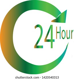 Icon arrow open 24 hours non stop orange color to green