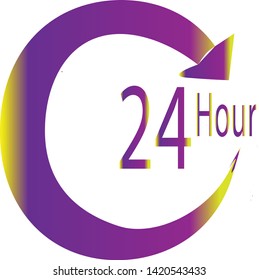 Icon arrow open 24 hours non stop charming purple-vector