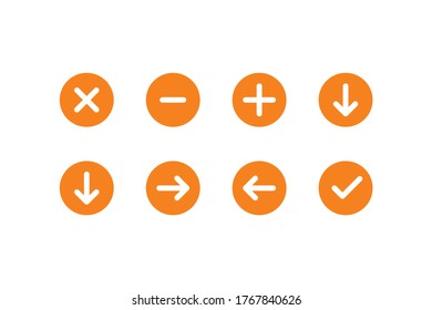 icon arrow, plus, delete, check mark vector eps
