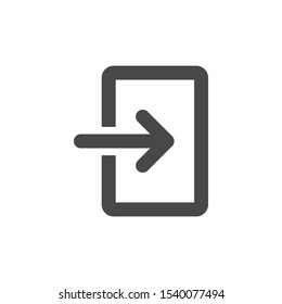 The icon of the arrow pointing to the door. Login icon. Icon of the entrance. In the vector.