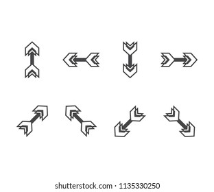 Icon arrow symbol abstract triangle, letter a, airplane sign aircraft, mountain