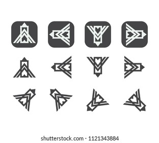 Icon arrow symbol plane abstract triangle, letter a, aircraft, mountain