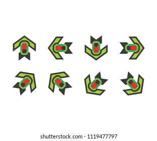 Icon arrow symbol triangle abstract, letter a, plane aircraft, mountain