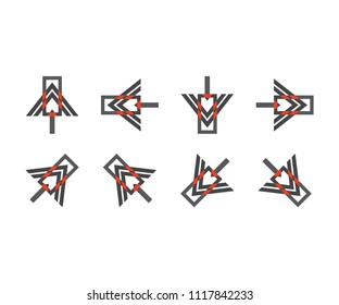 Icon arrow vector sign way, aircraft symbol plane
