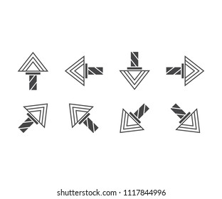 Icon arrow vector sign way, aircraft symbol plane