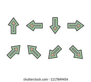 Icon arrow vector sign way, aircraft symbol plane