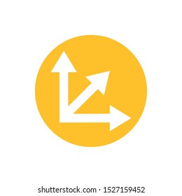 icon of arrows angle in color circle illustration