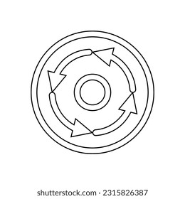An icon with arrows in a circle on a white background. A vector image.