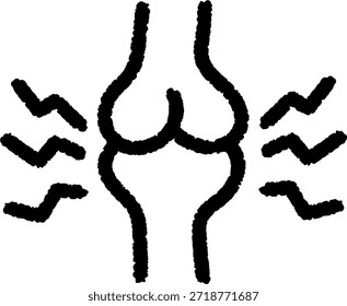 Un icono de la artritis o artrosis, icono de dolor de la articulación aislado que enfatiza en los síntomas dolorosos, presentado en un diseño simple adecuado para fines educativos.