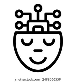 Icon of artificial intelligence with a peaceful expression, symbolizing the concept of digital wellbeing