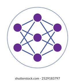 Icono de un modelo computacional de red neuronal artificial (ANN) para la predicción, clasificación y toma de decisiones. Ilustración vectorial.	