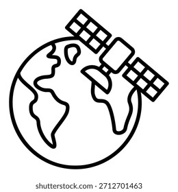 Icono de satélite artificial orbitando la tierra o el planeta