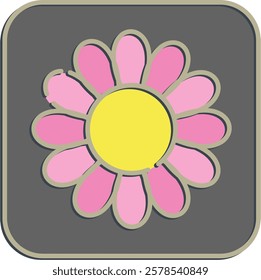 Icon aster. Beautiful flowers elements. Icon in embossed style.