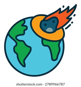 Icon of an asteroid or meteorite hitting a planet or earth
