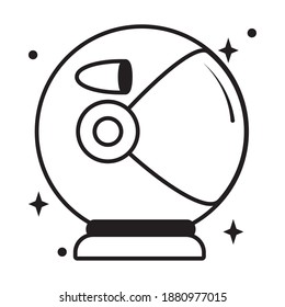 icon of astronaut helmet and stars around over white background, line style, vector illustration