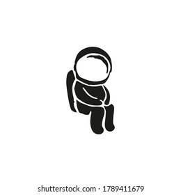 the icon of an astronaut who is seen sitting in a chair, can be used to design logos and icons