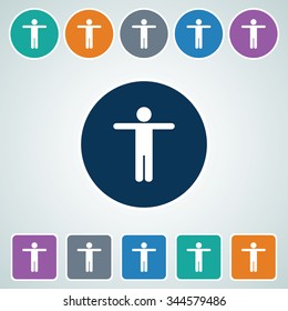 Icon of Athlete in Multi Color Circle & Square Shape. Eps-10.