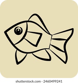 Icon Atlantic Fish. related to Seafood symbol. hand drawn style. simple design illustration