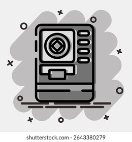 Icon atm crypto. Crypto currency elements. Icon in comic style.