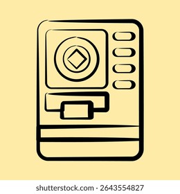 Icon atm crypto. Crypto currency elements. Icon in hand drawn style.