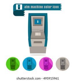 icon ATM machine colorful design vector on white background