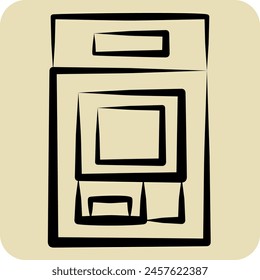 Icon ATM. related to Security symbol. hand drawn style. simple design illustration