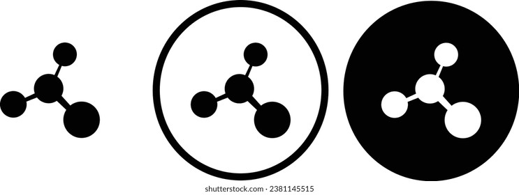 icon atom black outline for web site design 
and mobile dark mode apps 
Vector illustration on a white background