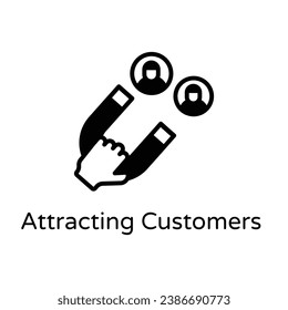 An icon of attracting customer in solid style