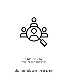 Icon Audience Find Group Magnifier  People Search Graphic Design Single Icon Vector Illustration