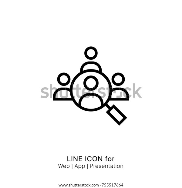 Icon audience find group\
magnifier  people search graphic design single icon vector\
illustration