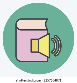 Icon Audio Book. related to Education symbol. color mate style. simple design editable. simple illustration