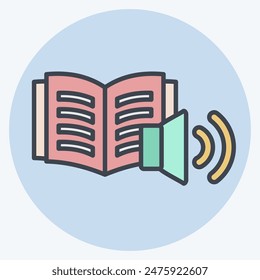 Icon Audio Book. related to Book symbol. color mate style. simple design illustration